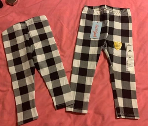 Cat & Jack Toddler Girl’s Black & White Buffalo Check Leggings 18M/2T/3T/4T - Picture 1 of 6