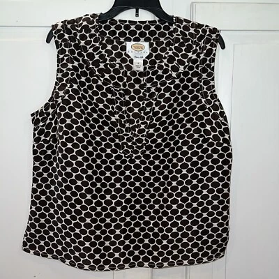 Женская шелковая майка TALBOT'S Petites 8 коричневая/белая с разделенным v-образным вырезом на молнии сверху сбоку - Изображение 1 из 4