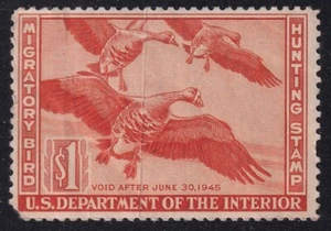 MATT'S STAMPS US SCOTT #RW11 $1 DOLLAR 1944 FEDERAL DUCK STAMP, MNH CV$135 - Picture 1 of 3