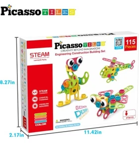 Picasso Tiles 115 Piece Building Blocks Set Kids STEM Toy Construction NEW - Picture 1 of 7
