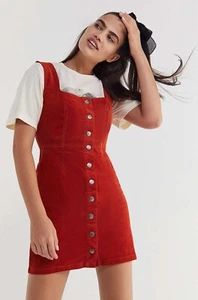 Urban Outfitters Corduroy Button-Down Mini Dress Rust Women’s Size 0 - Picture 1 of 9