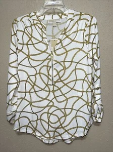 Blusa Blusa Camisa Top Michael Kors Cadena Dorada Logotipo Talla L Nueva  - Imagen 1 de 6