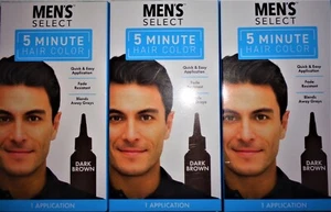 Lot of 3 / $ 13.95  SELECT Men's 5 Minute DARK BROWN Hair Color Permanent Dye  * - Picture 1 of 1