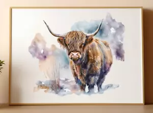 Cow Wall Art Print, Highland Cow Wall Art Decor, Farmhouse Home Decor #102 - Picture 1 of 2