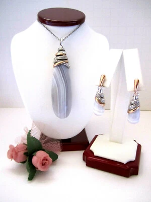Brighton "NEPTUNE'S RINGS" Banded Agate Necklace-Earring Set (R$176) NWT/Boxes - Image 1 of 4