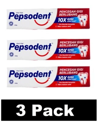 3 x PEPSODENT 120g TOOTHPASTE 10X STRONGER TEETH CAVITY FIGHTER 100% Brand New - Image 1 of 4