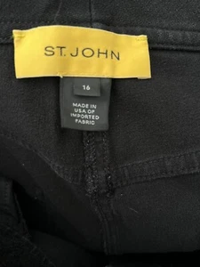 St John Pants Black Stretchy Wide Leg Hi Rise Women's 5 Pocket Size 16 - Picture 1 of 14