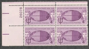 US. 1112. 4c. Neptune, Globe & Mermaid, Atlantic Cable Centennial. PB4. MNH 1958 - Picture 1 of 2