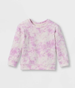 Felpa girocollo pull over Cat & Jack viola chiaro tie dye 3T nuova con etichette - Foto 1 di 3