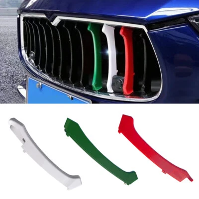 3 for 2014-2017 Maserati Ghibli Italian Flag Color Front Grille Trim Strip Cover - Image 1 of 4