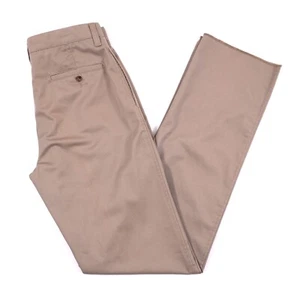NEW Eddie Bauer Classic Fit Mens Size 32 Khaki 100% Cotton Unhemmed Dress Pants - Picture 1 of 10
