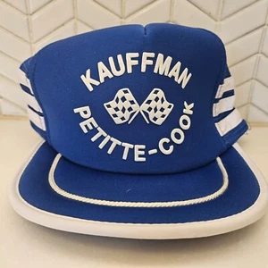 vintage KAUFFMAN PETITTE COOK Snapback 3 Stripe Hat Keith SPRINT CAR RACING - Picture 1 of 4