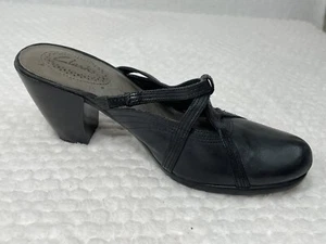 Clarks schwarze Leder Heels rückenfrei Cutout Riemen Größe 7,5 - Bild 1 von 7