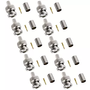 10pcs RG59 BNC Male Crimp Connector for CCTV Camera DVR Video Coaxial Cable Plug - Picture 1 of 5
