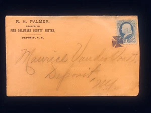NY DEPOSIT COVER #206 DROP RATE, NICE FANCY MALTESE CROSS CANCEL - Bild 1 von 2