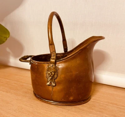 Vintage Kupfer Topf mit Bronze Mascarons und zwei Griffen, Irland, vor 1950er... - Bild 1 von 4