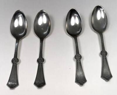 Лот из 4 антикварных персидских 6-дюймовых посеребренных чайных ложек 1891 WM ROGERS & SON *недостатки* - Изображение 1 из 4