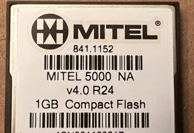 Mitel 841.1152 Mitel 5000 V4.0 1GB Compact Flash Card (48 Cat E/ 1 PRI) See Spec - Image 1 of 2