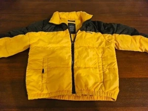 Lands End Boy Size 7 Navy Yellow Duck Down Puffer Jacket - Picture 1 of 7