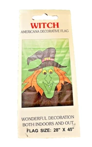Americana Halloween Porch Flag Garden Yard Banner Spooky Witch 28"x 49” Ind/Out - Picture 1 of 2
