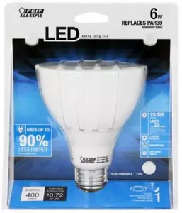 (6 LOT) Feit Electric Accent LED 6W 120V PAR30L (Long) Clear Flood BPPAR30/L/LED - Picture 1 of 3