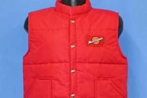 vintage 80s MANTIWOC BOOM TRUCKS RED POLY FILL SNAP UP WINTER PUFFY SKI VEST M - Picture 1 of 4