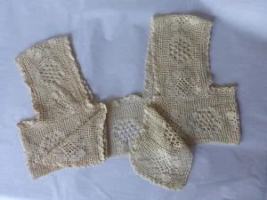 ANTIKES SPITZEN HÄKELKRAGEN SCHAL TOP ORIGINAL ZUSTAND ECRU/CREME - Bild 1 von 5