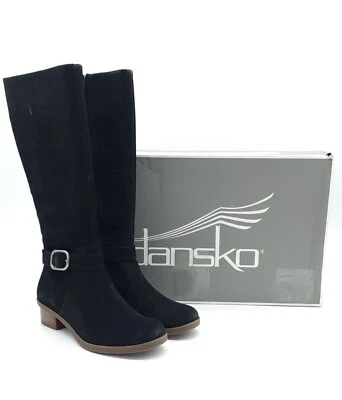 Dansko Dalinda Waterproof Black Suede Leather Tall Boots Side Zip Size 8.5-9 - Image 1 of 4