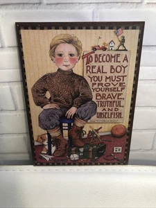 Mary Engelbreit "To Become A Real Boy..." Picture Wall Plaque 8.5" T X 6.25" W - Picture 1 of 4