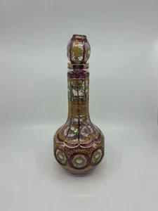 Vintage Bohemian Cranberry Red Glass Decanter 11” - Picture 1 of 2