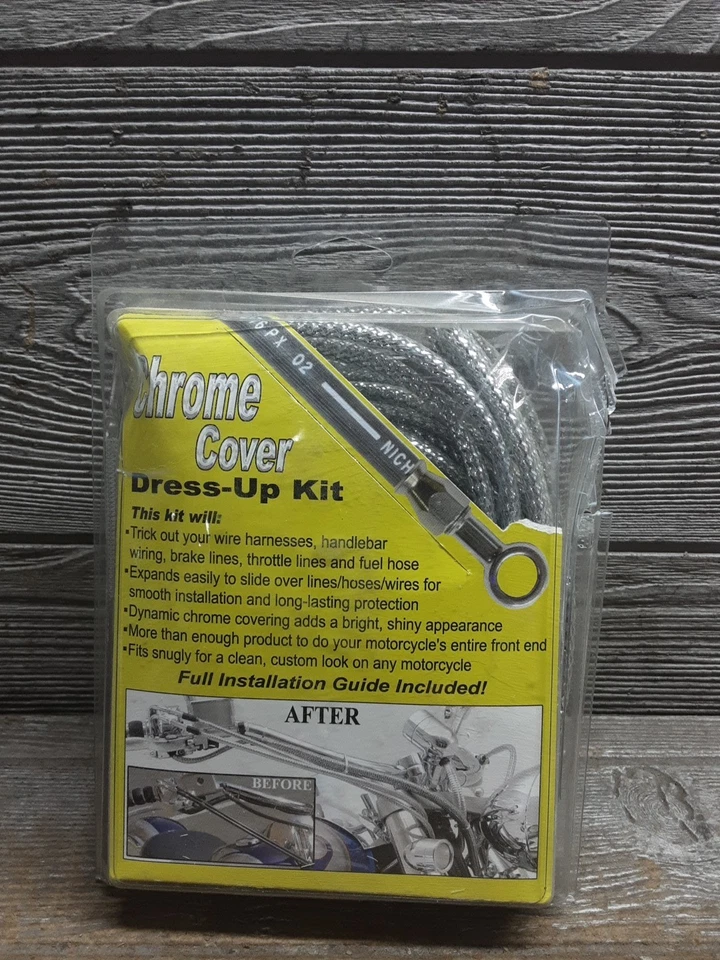 Baron Accesorios Personalizados Motocicleta Cable Manguera Cable Vestir Kit Cromo BA-8200M Foto 1 de 2