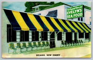 Postal de restaurante de mariscos Evelyn's de colección Belmar NJ - Imagen 1 de 2