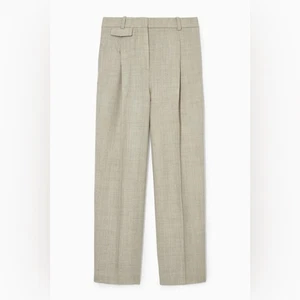 NWT COS Cream Pleated Wide Leg 100% Wool Trousers Size 14 - Picture 1 of 13