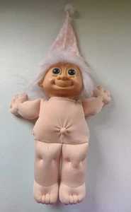 Russ Troll Kids Bedtime Baby Puppe rosa/weiß gepunktet Nachtmütze 12 Zoll Plüschkörper - Bild 1 von 13