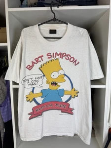 Vintage 1989 Bart Simpson Radical Dude Single Stitch T-shirt Made in USA Size L - Picture 1 of 24