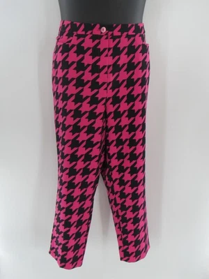 Pantalones de vestir elásticos de pata de gallo negros y rosas New York & Company para mujer talla 20 Foto 1 de 4