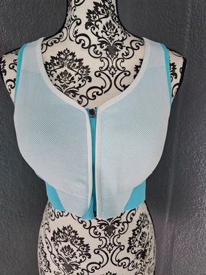 Nuevo Sujetador deportivo AVIA para mujer cremallera frontal con acolchado verde azulado/blanco talla XXXL regular Foto 1 de 4