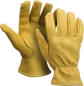 MEN`S FULL GRAIN TAN DEERSKIN LEATHER GLOVES LINED 40 GRAM 3M THINSULATE (X-L... - Picture 1 of 9
