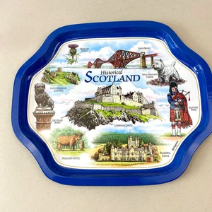 Vintage Scotland Metal Tray Elgate Edinburgh Castle Highland Icons Souvenir - Imagen 1 de 8