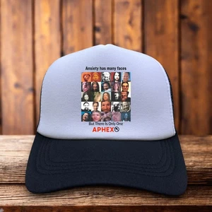 Anxiety Has Many Faces But There's Only One Aphex Twin Mens Trucker Hat Black - Picture 1 of 6