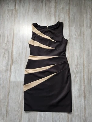 Vestido R&M Richards Negro Tostado Funda Cremallera Trasera Sin Mangas Correa Ancha Forrado Talla 8 Foto 1 de 4