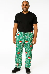 Herren Neuheit Weihnachtshose Gr. XL - 38 "Bund grün Nikolausmütze & Schneeflocke - Bild 1 von 8