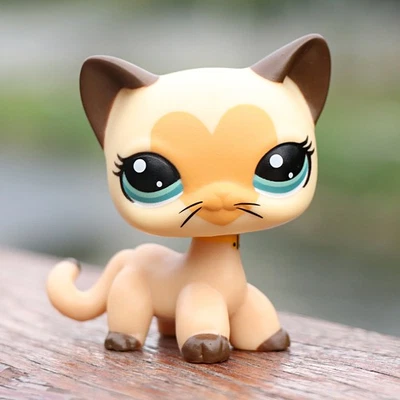 1 PIEZA Mini Tienda de Mascotas LPS Juguete Cabello Corto Gato #3573 Corazón Marrón Cara Coleccionar Regalo para Niños Foto 1 de 4