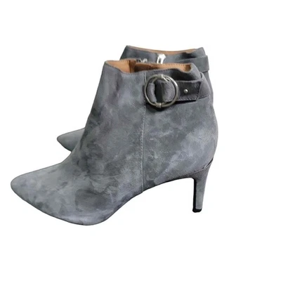 Calvin Klein Jailene 踝靴 9.5 蓝灰色麂皮绒细高跟鞋经典 — 第 1/4 张图片