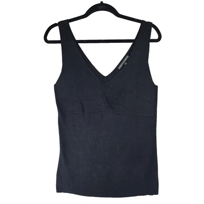 Top Isabella Demarco para mujer negro acanalado cuello en V sin mangas mezcla de seda talla L Foto 1 de 4