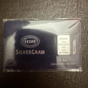 2.5g Gram IGR Silver Bar in assay Istanbul Gold Refinery pure .999 Serialized - Picture 1 of 6