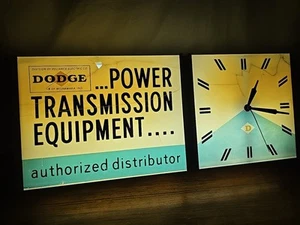 VINTAGE Distressed DODGE Power Transmission ADVERTISING SIGN/Clock works - Picture 1 of 12