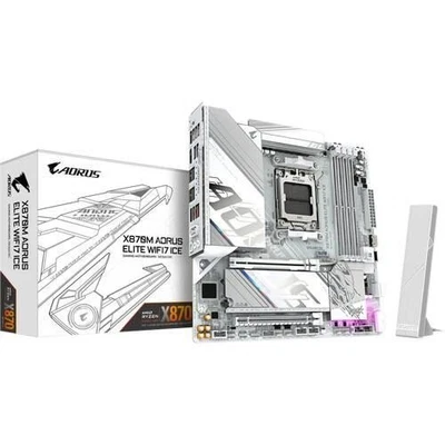 GIGABYTE X870M AORUS ELITE WIFI7 ICE MicroATX Motherboard AMD AM5 DDR5 New - Image 1 of 4
