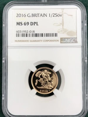 2016 Gold BU Half Sovereign- NGC - MS69 DPL - Image 1 of 4