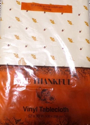 Tablecloth, Leaves on Soft Yellow Background, 52"x 90", Rectangular, Vinyl - Image 1 of 3